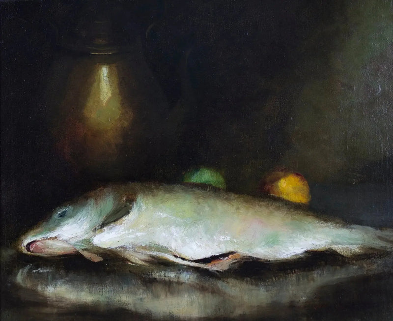 Död natur med fiskar - William Merritt Chase