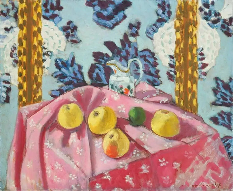 Stilleben med äpplen på en rosa duk - Henri Matisse