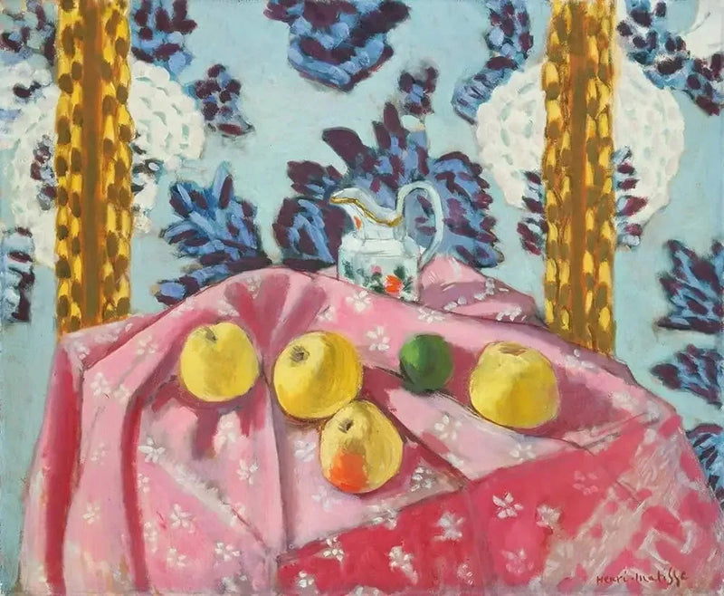 Stilleben med äpplen på en rosa duk - Henri Matisse