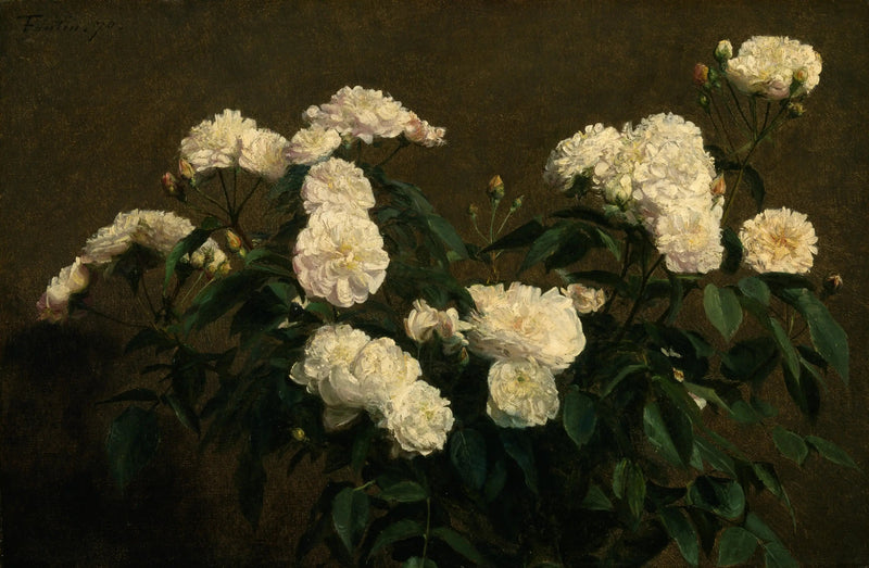 Stillleben med vita rosor - Henri Fantin-Latour
