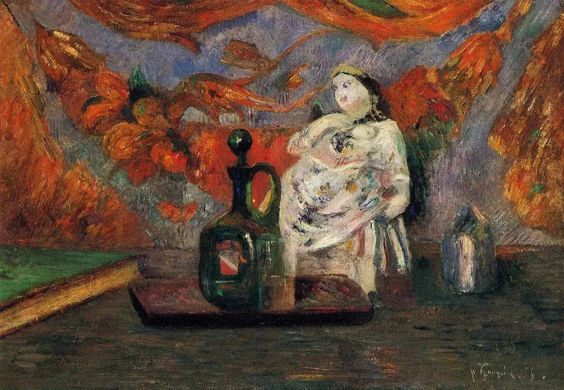 Stilleben med karaff och figur - Paul Gauguin
