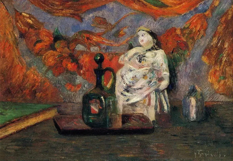Stilleben med karaff och figur - Paul Gauguin