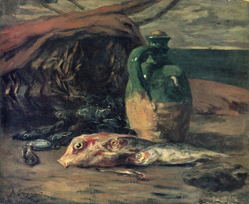 Stilleben med kanna och röda fiskar - Paul Gauguin
