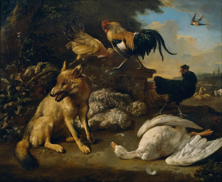 Död natur med djur - Melchior de Hondecoeter