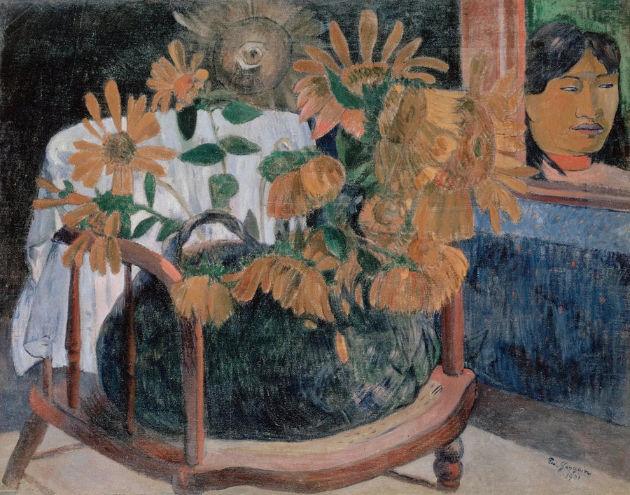 Stilleben med solrosor på en fåtölj (II) - Paul Gauguin