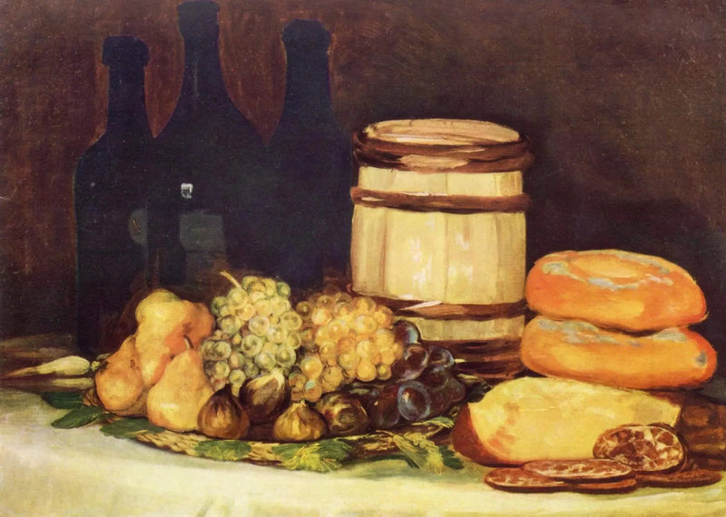 Stilleben med frukter, flaskor, bröd - Francisco de Goya