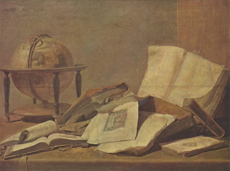 Stillleben med böcker och globus - David Teniers den yngre