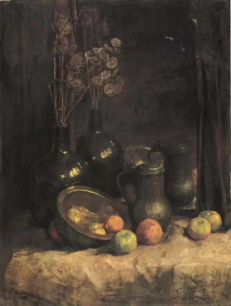 Stilleben med spegel, kärl, ärlighet och frukter - Piet Mondrian