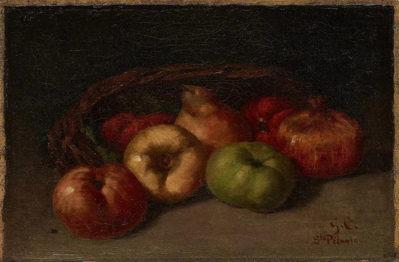 Död natur med äpplen, päron och granatäpplen - Gustave Courbet
