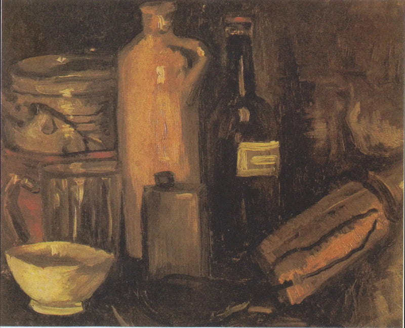 Stilleben med krukor, burkar och flaskor - Vincent van Gogh