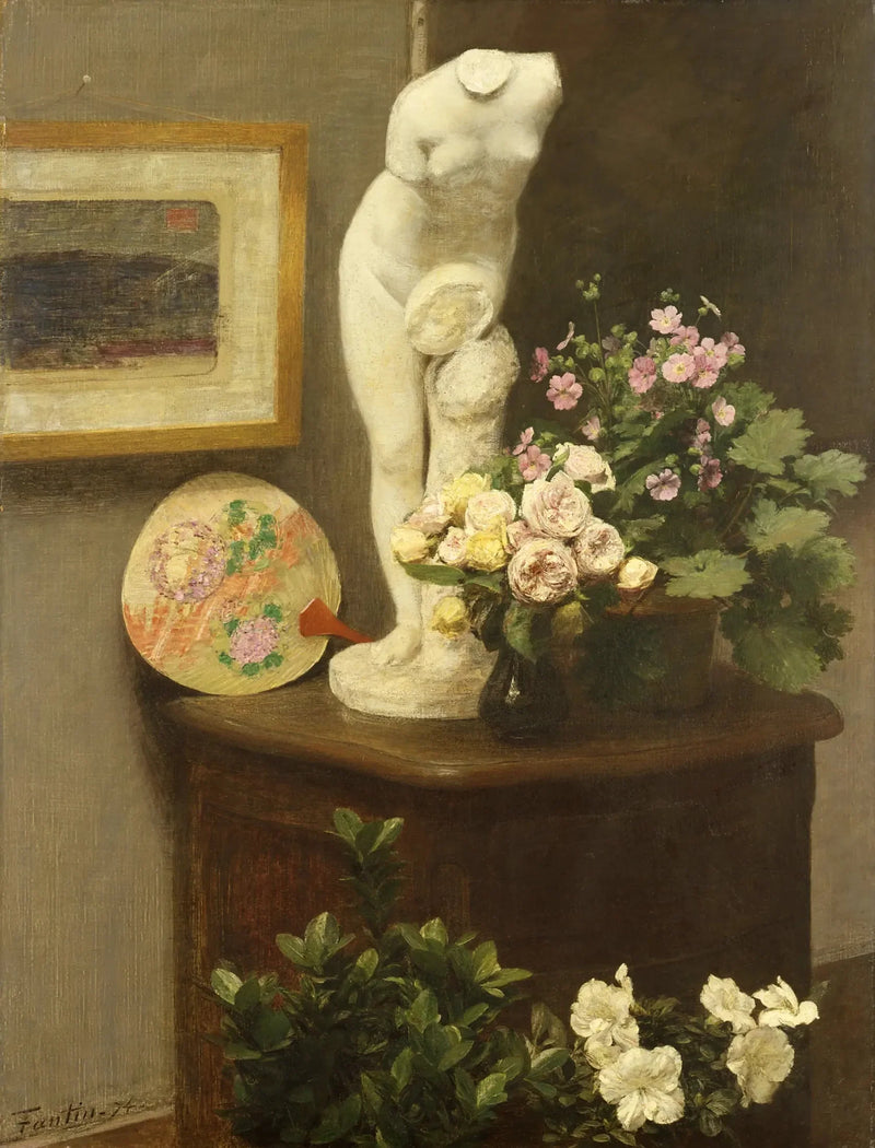 Död natur med torso och blommor - Henri Fantin-Latour