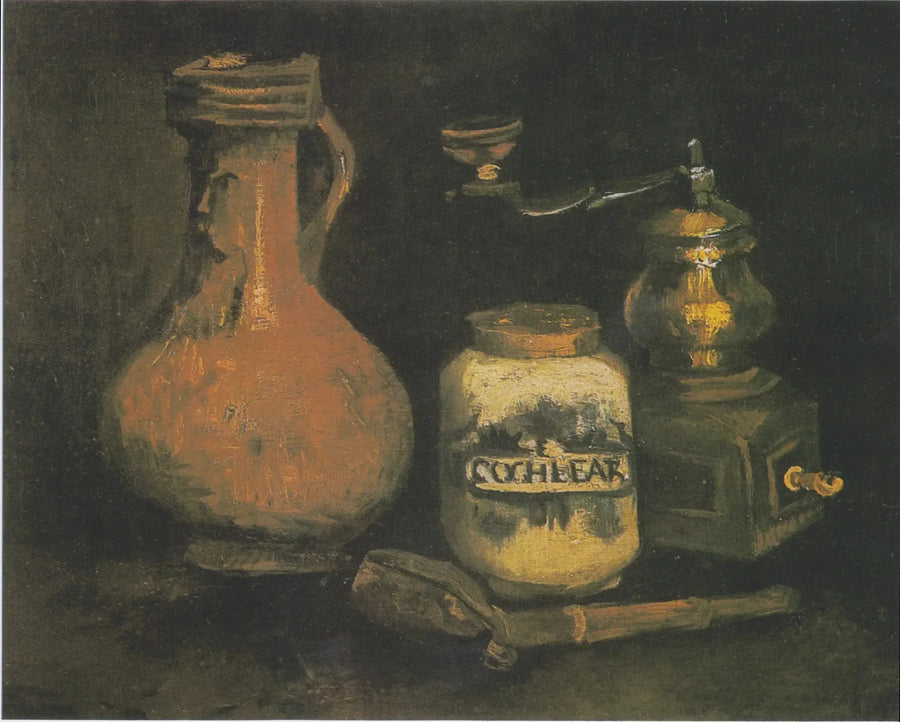 Stilleben med en burk som föreställer en skäggig man - Vincent van Gogh