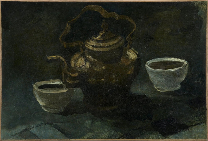 Stilleben, kopparkanna och två vita skålar - Vincent van Gogh