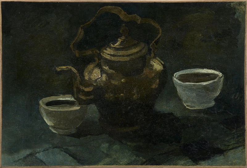 Stilleben, kopparkanna och två vita skålar - Vincent van Gogh