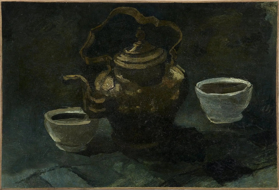 Stilleben, kopparkanna och två vita skålar - Vincent van Gogh