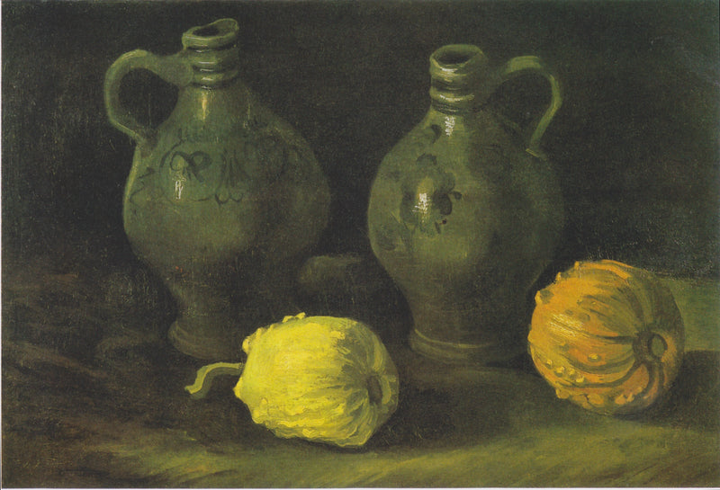 Stilleben med två burkar och två pumpor - Vincent van Gogh
