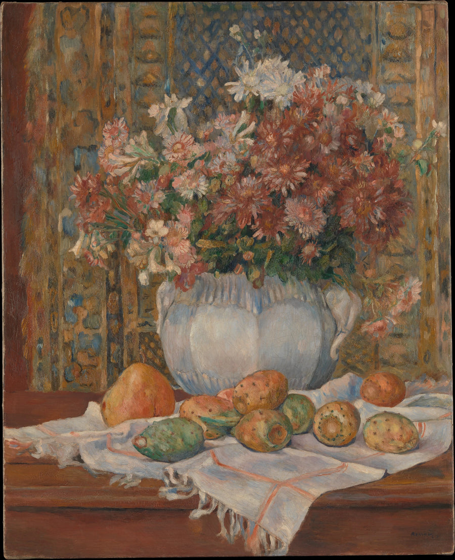 Stilleben med blommor och kaktusfikon - Pierre-Auguste Renoir