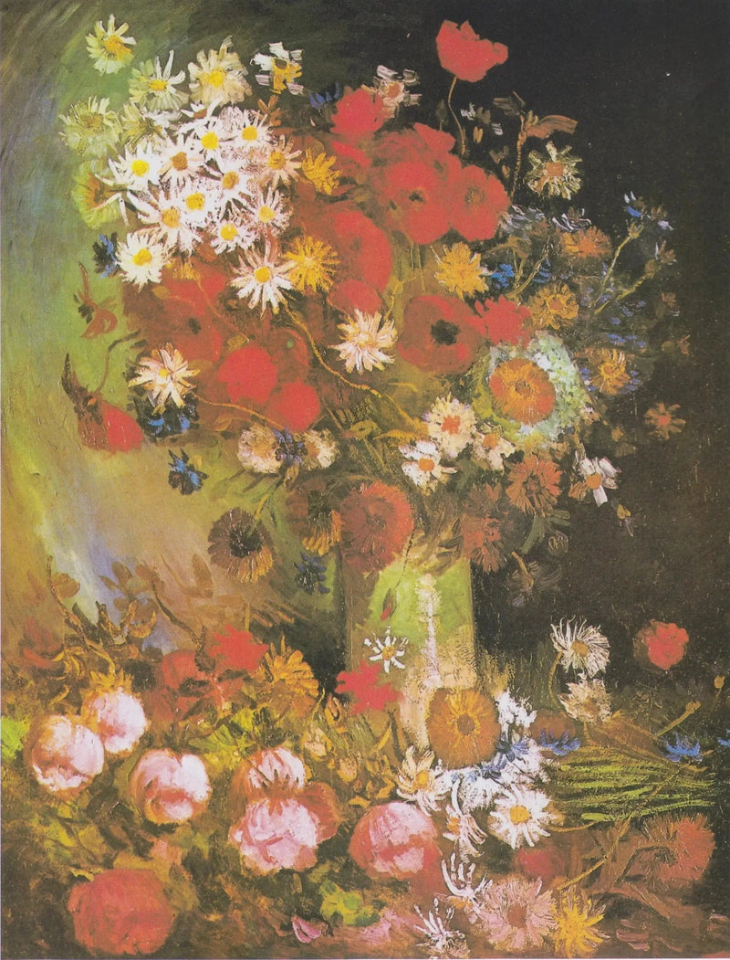 Stilleben med ängsblommor och rosor - Vincent van Gogh