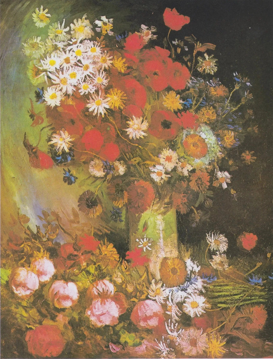 Stilleben med ängsblommor och rosor - Vincent van Gogh