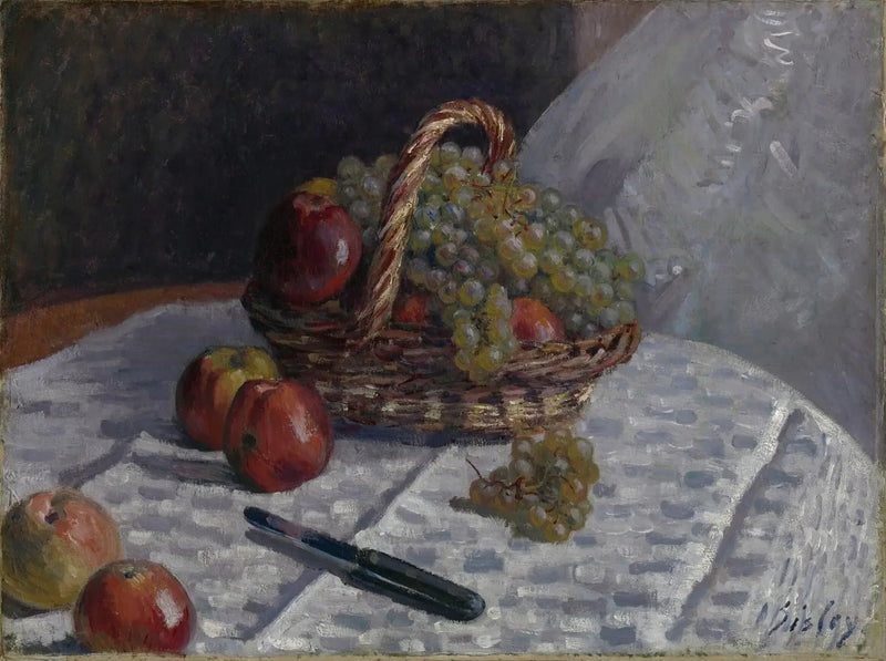 Stilleben, äpplen och druvor - Alfred Sisley