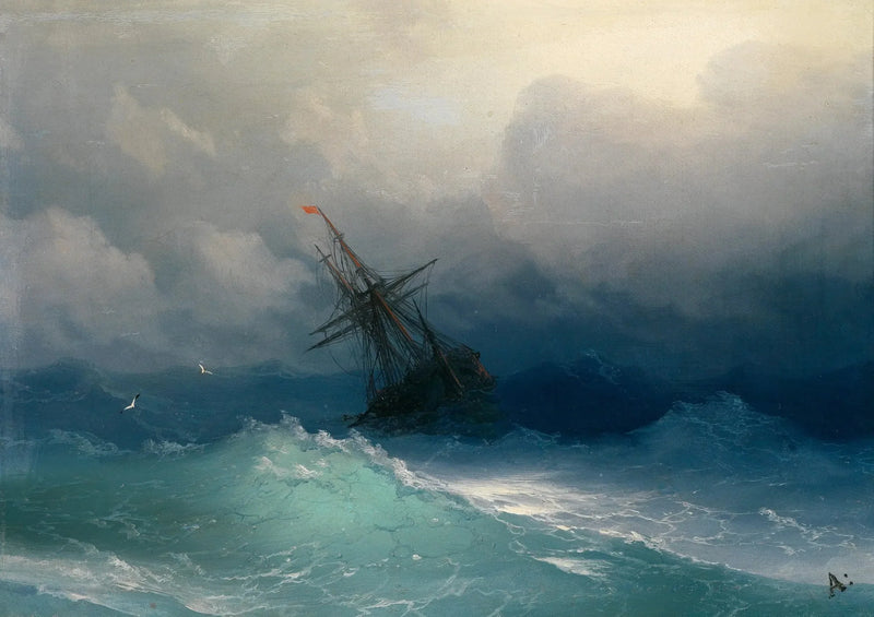 Fartyg på ett stormigt hav - Ivan Aivazovskij