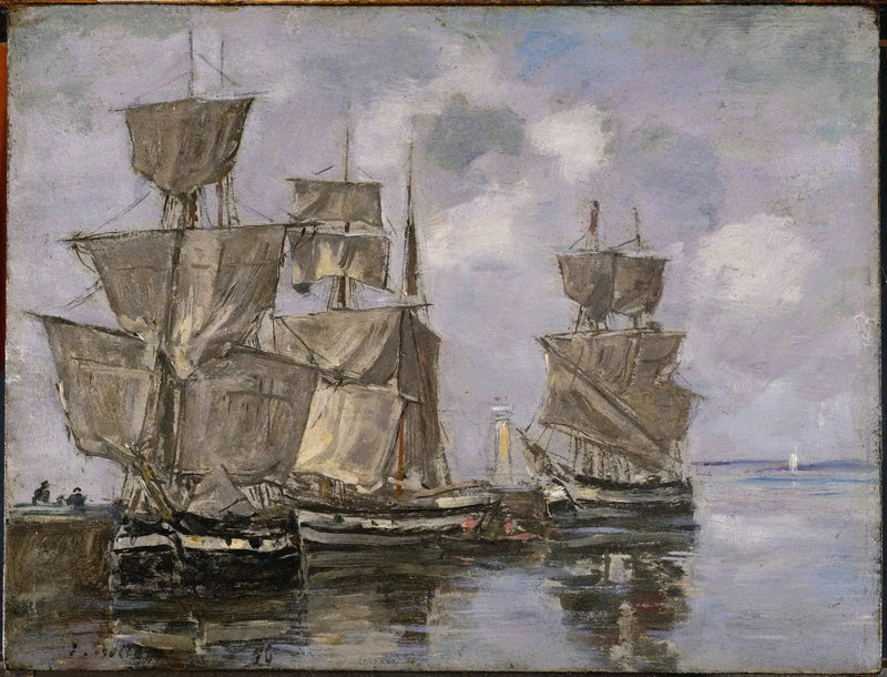 Fartyg i hamnen i Honfleur - Eugène Boudin