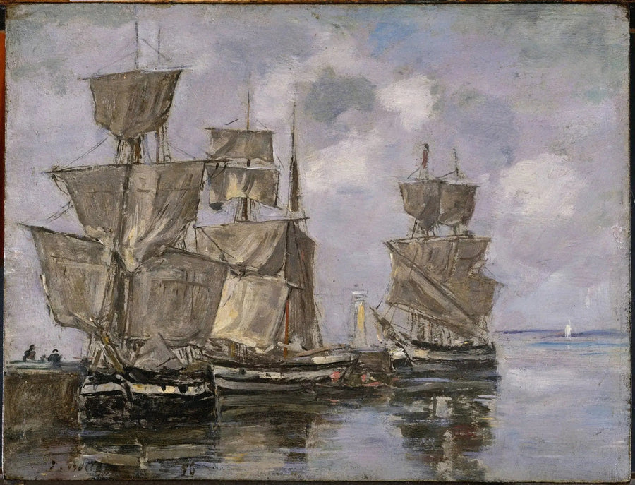 Fartyg i hamnen i Honfleur - Eugène Boudin