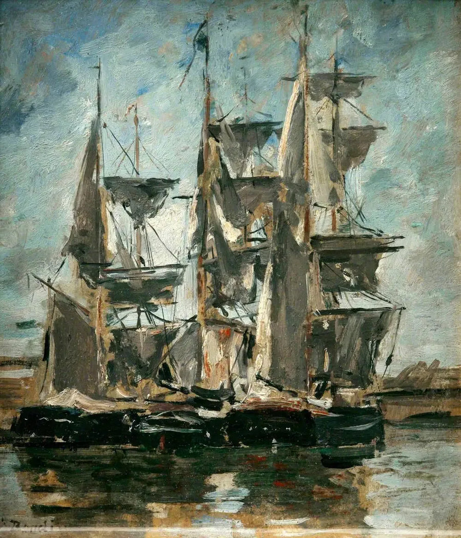 Fartyg i en hamn - Eugène Boudin