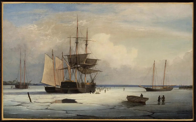 Fartyg fångade i isen utanför ön Ten Pound, Gloucester - Fitz Henry Lane