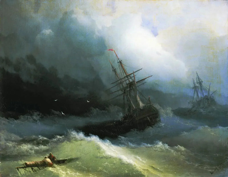 Fartyg på det rasande havet - Ivan Aivazovskij
