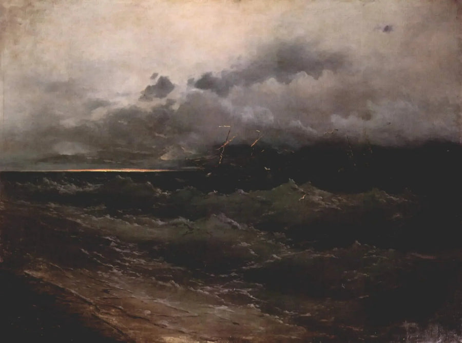 Fartyg på ett stormigt hav, soluppgång - Ivan Aïvazovski