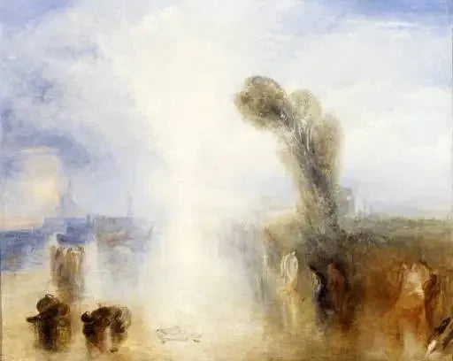 Neapolitanska fiskartjejer överraskade när de badar i månljus - J. M. W. Turner