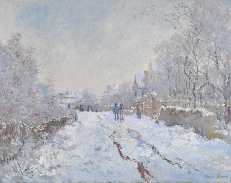 Gata under snön i Argenteuil W352 - Claude Monet