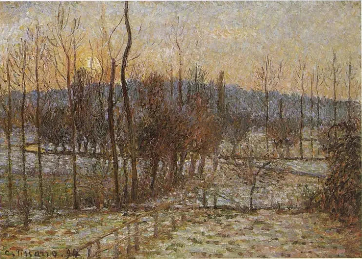Snö, solnedgång, Éragny - Camille Pissarro