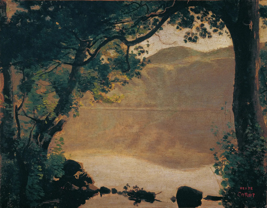Nemi, sjön sett genom träden - Jean-Baptiste Camille Corot