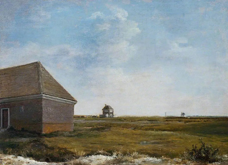 Newmarket Heath, med ett hus under renovering - George Stubbs