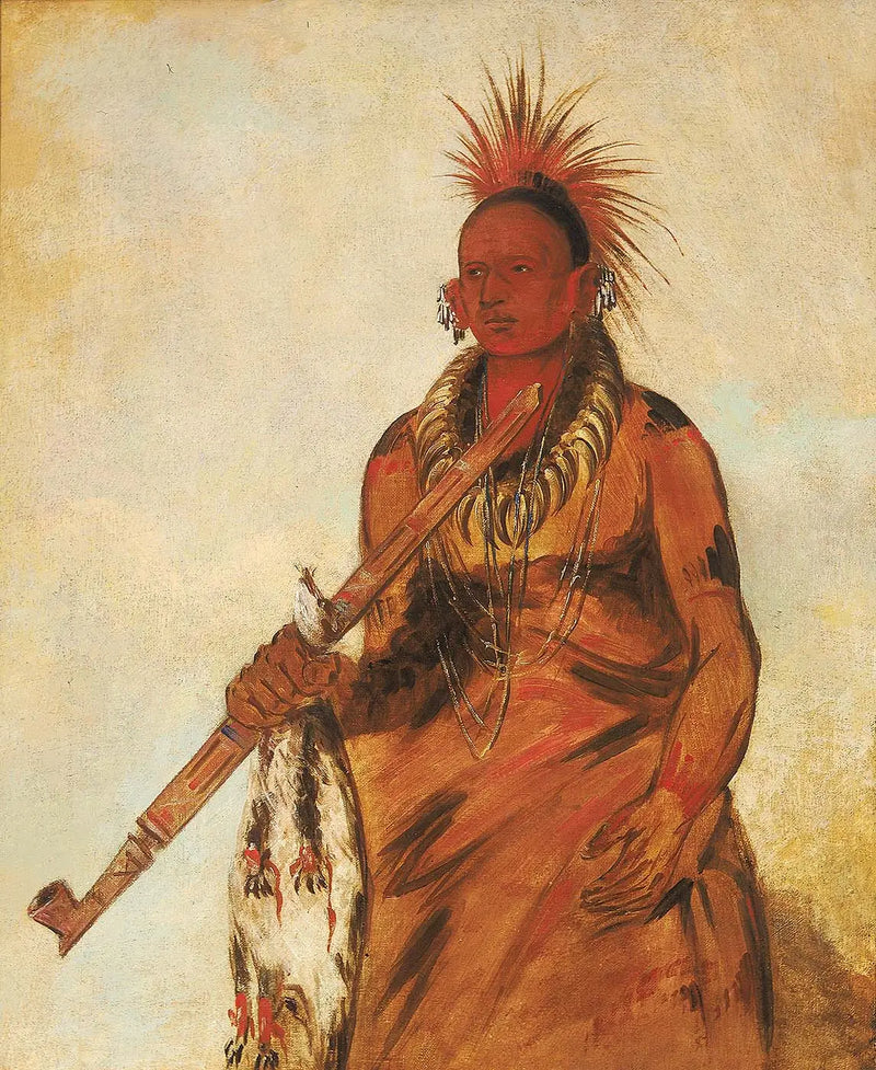 No-o-mún-nee, Går i regnet, en krigare - George Catlin