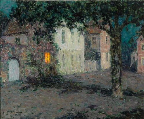 Nattstämning vid månsken i Cherbourg - Henri Le Sidaner