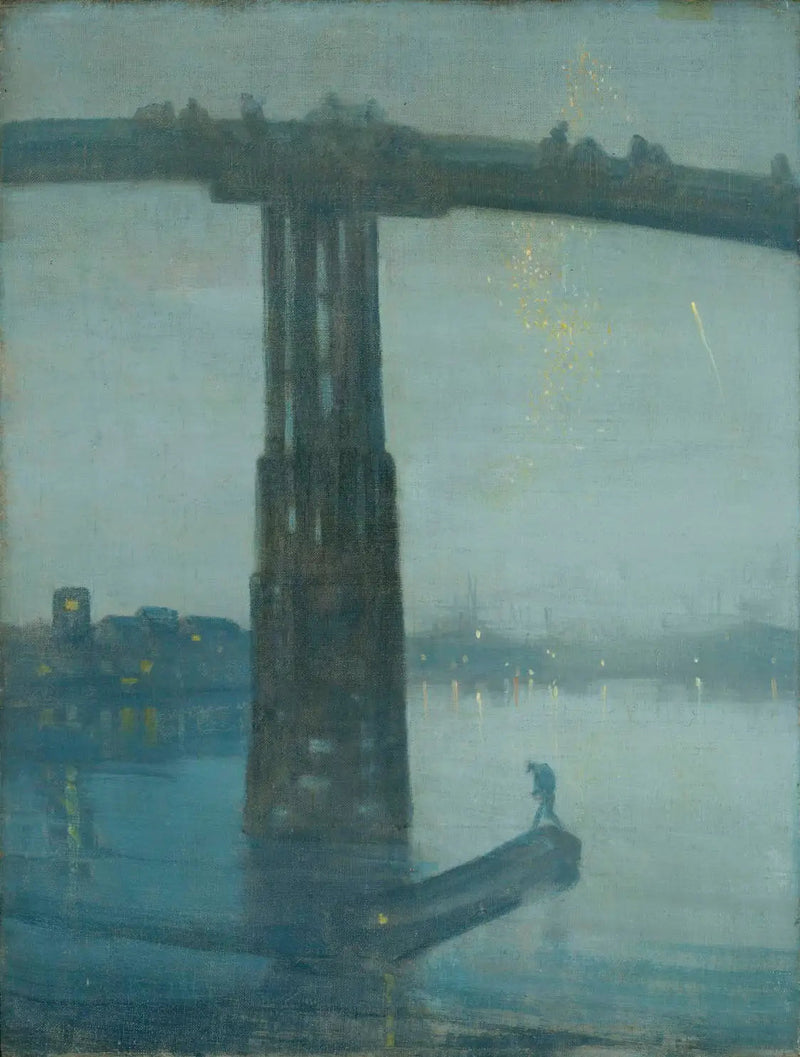 Nattlig i blått och guld - den Gamla Bron i Battersea - James Abbott McNeill Whistler