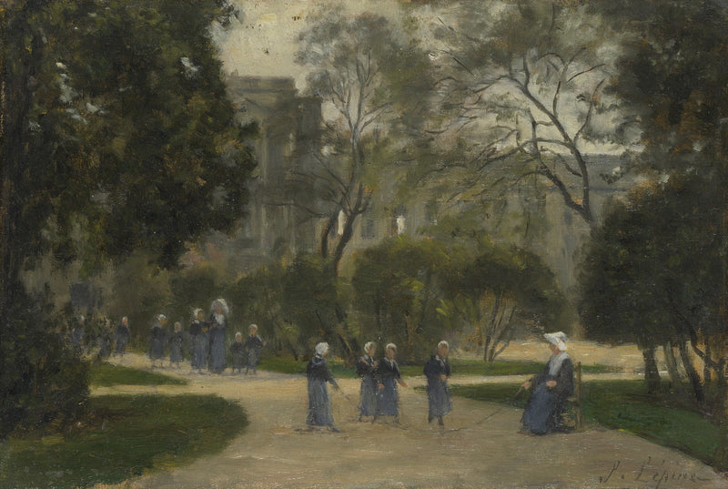 Nunnor och skolpojkar i Tuileries-trädgården, Paris - Stanislas Lépiné
