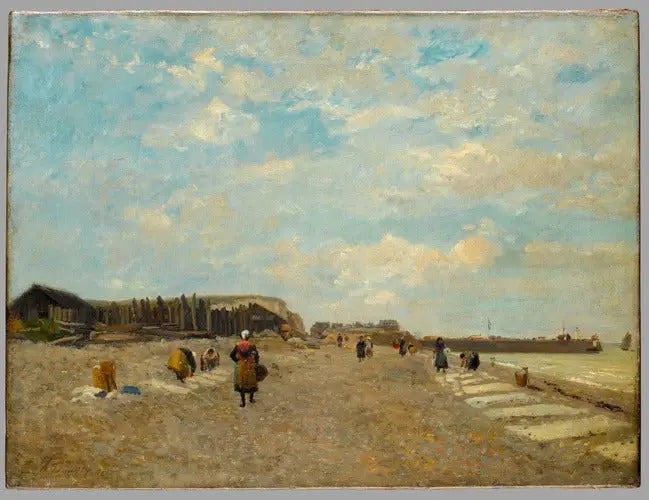 Normander som hänger tvätt på en strand - Eugène Boudin
