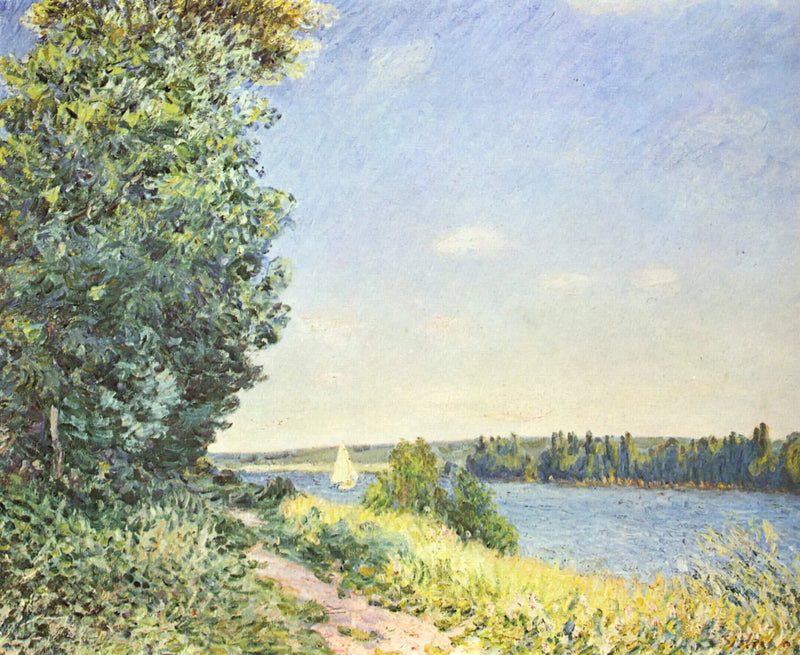 Normandie, stigen vid vattnet, kväll i Sahurs - Alfred Sisley