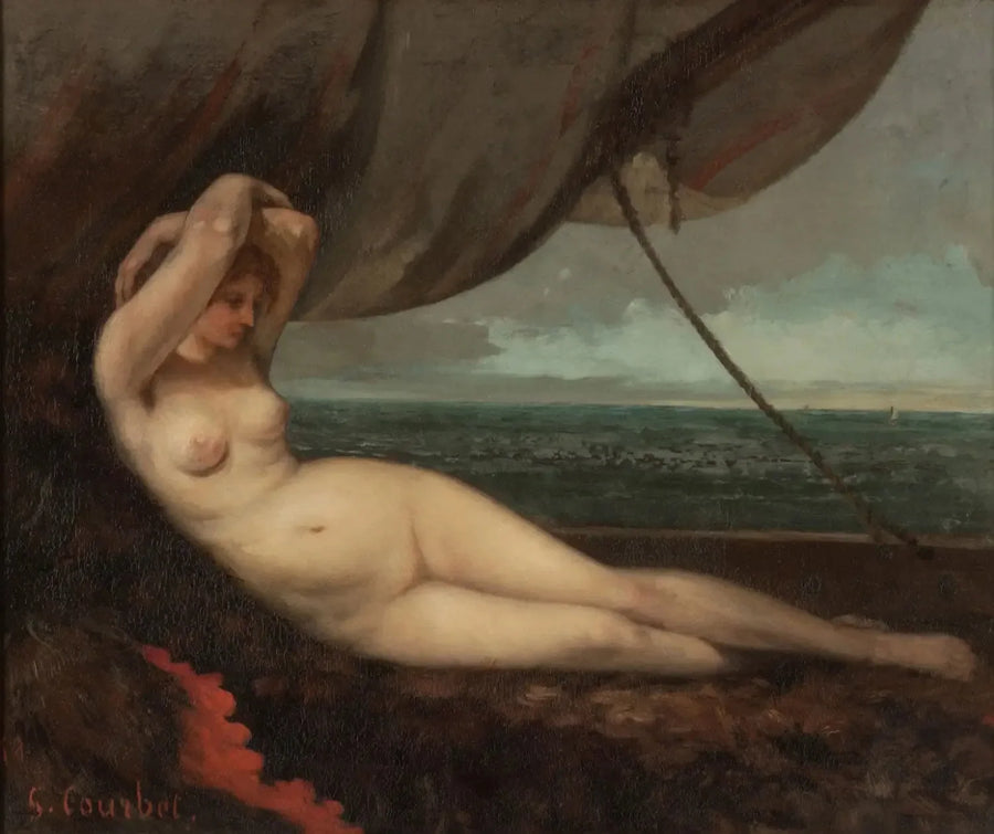 Nu liggande vid havet - Gustave Courbet