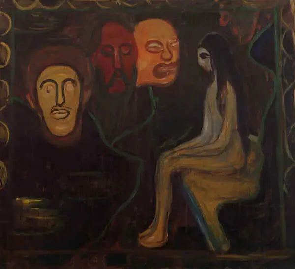 Nu sitter och Tre manliga huvuden - Edvard Munch