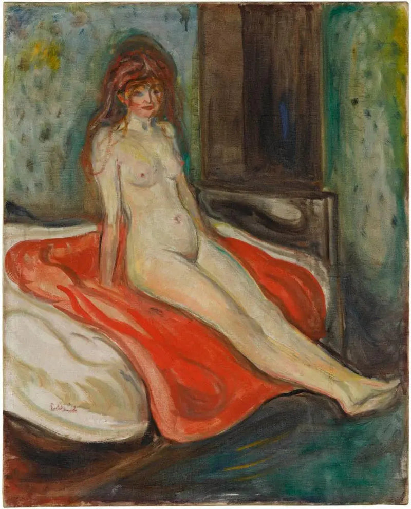 Nu sitter på sängen - Edvard Munch