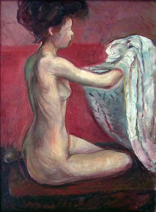 Nu sitter på en röd bakgrund - Edvard Munch