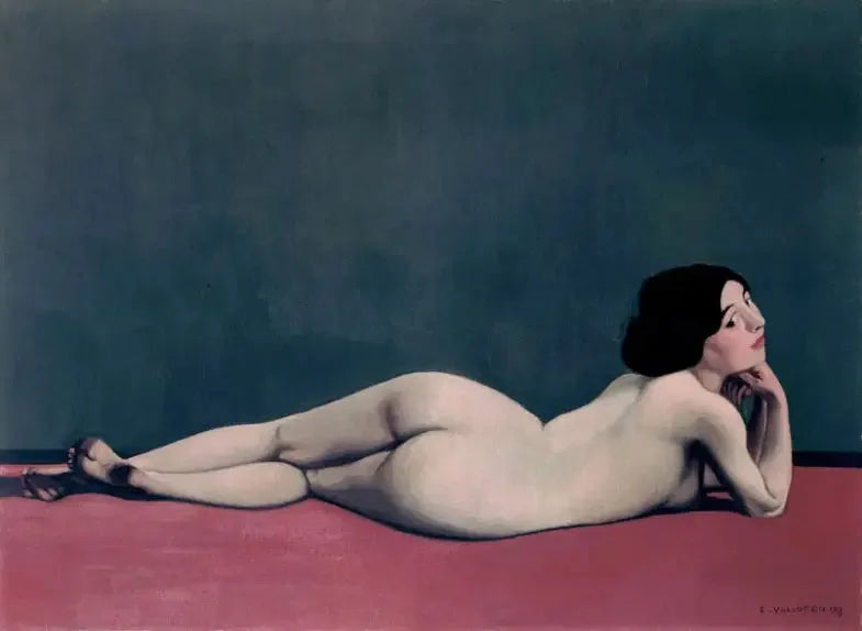 Nu liggande på en röd matta - Félix Vallotton