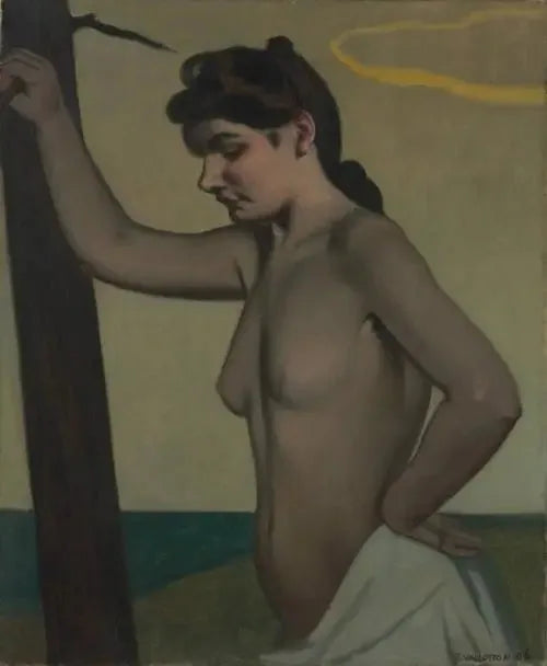 Nu stöder profilen mot en stam - Félix Vallotton