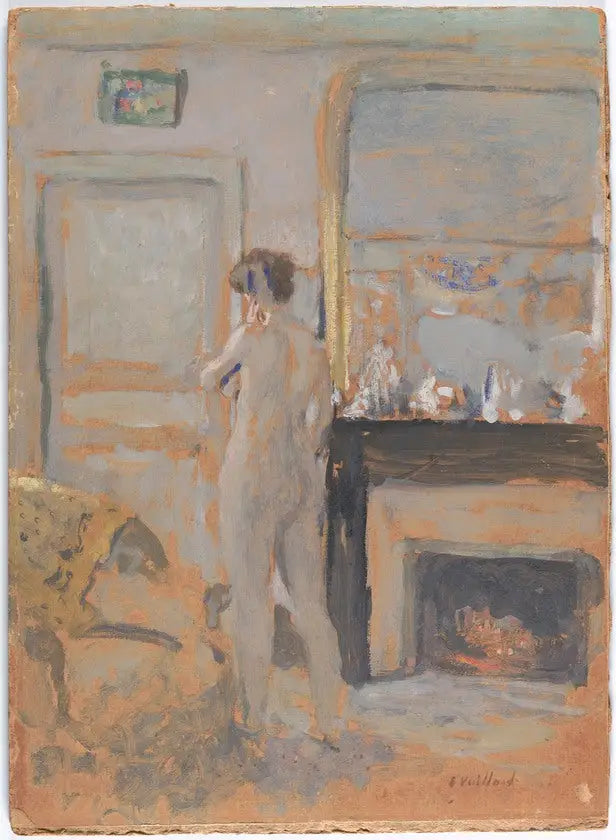 Nu stående vid eldstaden - Édouard Vuillard