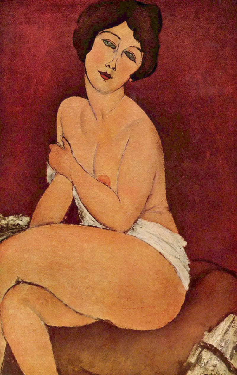 Nu kvinna sittande på en soffa - Amedeo Modigliani